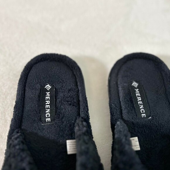 Women's Black Fuzzy Thong Slippers with Memory Foam Sole for Support - Picture 12 of 12